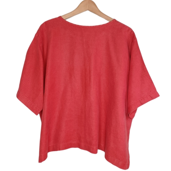 CTC Linens VTG 100% Linen Lagenlook Artsy Sz XL Boxy Fit Blouse - Picture 2 of 15